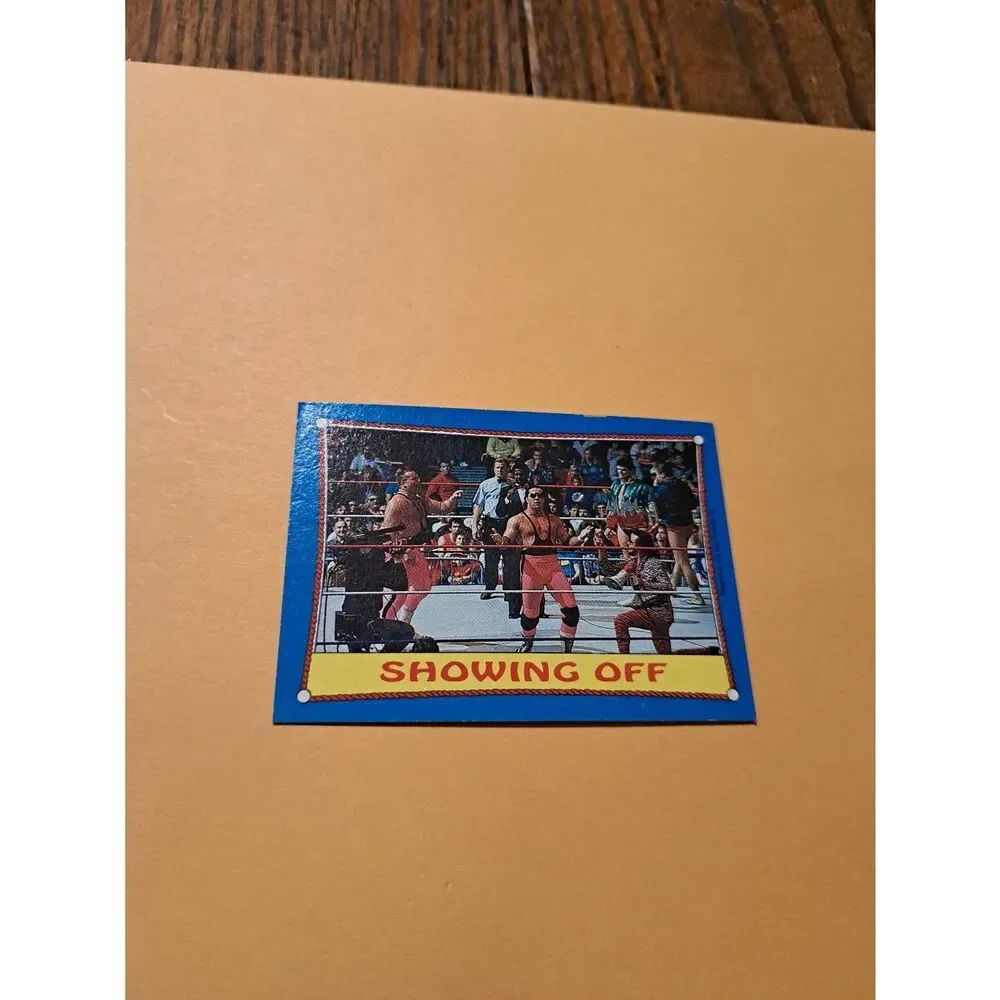 Vintage 1987 WWF Topps Trading Card 63 Hart Foundation Showing Off Wrestling